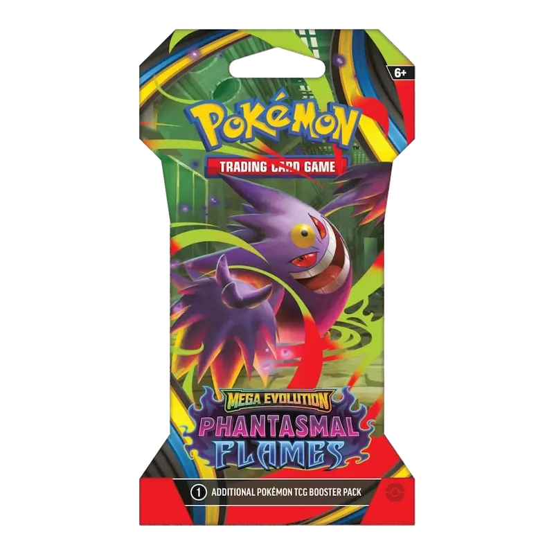 Phantasmal Flames Sleeved Booster (Live-stream) featuring Mega Gengar from Pokémon Trading Card Game.