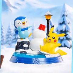 Pikachu and Friends Figure Blind Box featuring Pikachu and Piplup playing in a snowy scene.
