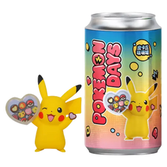 Figurine Pikachu Bonbon à côté d'une boîte colorée Pokémon Days, montrant Pikachu tenant un bonbon en forme de cœur.
