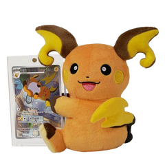 Pokémon Plush and Card Blind Box featuring a plush Raichu with a matching Art rare card.