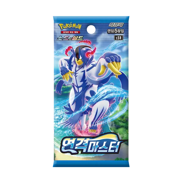 Rapid Strike Master Korean Booster Box featuring a Pokémon character on the pack design.