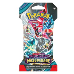 "Pokémon SV06 Twilight Masquerade Sleeved Booster Pack met levendige artwork en 10 verzamelkaarten."