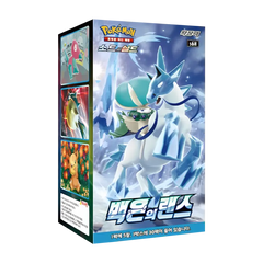 "Silberlanze Korean Booster Box mit eisigem Pokémon-Artwork und Pack-Illustrationen."