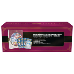 Pokémon TCG 2025 Weihnachts-Adventskalender mit 25 Überraschungen, darunter Karten und Artikel.