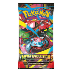 Mega Evolution Booster (Live-stream) pack featuring Pokémon with vibrant colors and dynamic design.