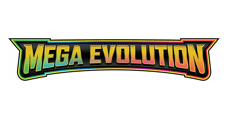 Colorful logo featuring the text 'Mega Evolution' with a sleek design and gradient effects.