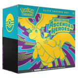 Ascended Heroes Elite Trainer Box featuring Mega Dragonite and vibrant artwork from the Ascended Heroes TCG set.