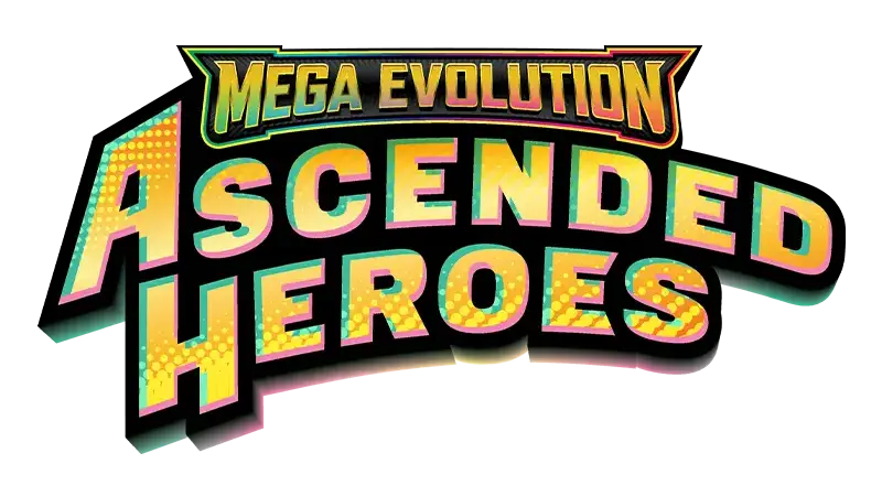 alt
Logo für Mega Evolution: Ascended Heroes, lebendiges, farbenfrohes Design, das das Spiel-Branding und den Titel zeigt.