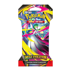 Mega Evolution Sleeved Booster (Live-stream) featuring vibrant artwork of Pokémon Trading Card Game.