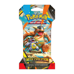 Mega Evolution Sleeved Booster (Live-stream) packaging featuring Pokémon characters from the Mega Evolution set.
