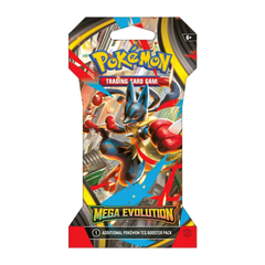 Mega Evolution Sleeved Booster (Live-stream) featuring Lucario from Pokémon Trading Card Game.