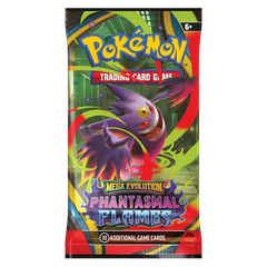 Phantasmal Flames Boosterpack featuring Mega Gengar and Mega Charizard X, Pokémon Trading Card Game.