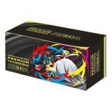 Mega Premium Trainer Box featuring vibrant artwork and Pokémon characters, perfect for collectors and players.