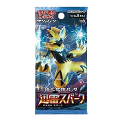 "Thunderclap Spark Booster Box met Pokémon-kaartpakket met artwork met elektrische thema."