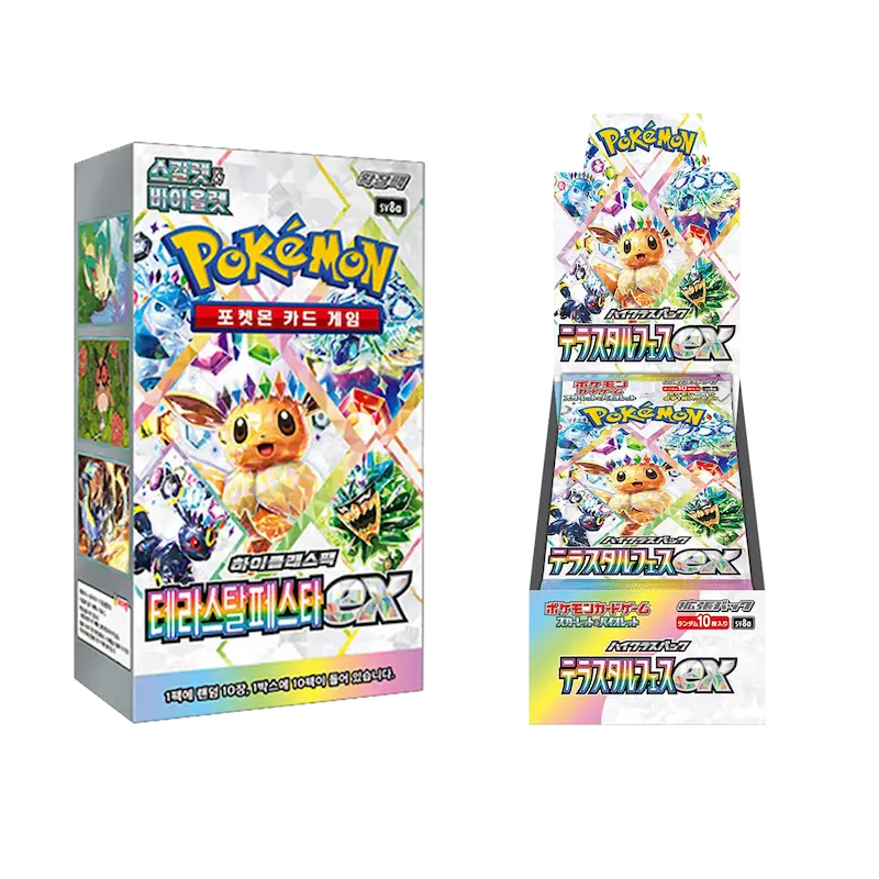 Pokémon TCG card game expansion box featuring Eevee, showcasing vibrant artwork and EX branding.
