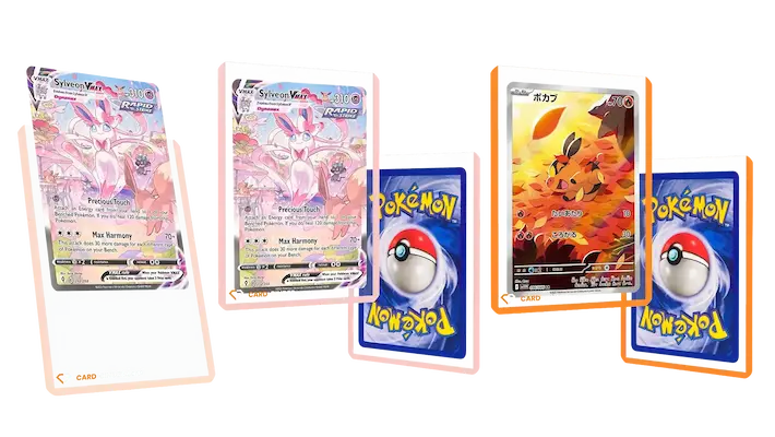 Collection of Pokémon cards featuring Sylveon and autumn-themed artwork, showcasing vibrant designs and card backs.