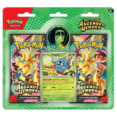 Ascended Heroes 2-Pack Blister featuring Tangela card and Mega Evolution Booster Packs.