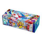 Boîte Pokémon Center en lot de 3, mettant en vedette des Pikachu colorés et des éléments de ville japonais vibrants.