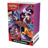Verpackung des Destined Rivals Booster Bundles (Live-Stream) mit Pokémon-Charakteren und enthaltenen Boosterpacks.