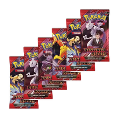 Destined Rivals Booster Bundle (Live-Stream) mit mehreren Pokémon-Karten-Packs aus der Scarlet & Violet-Erweiterung.