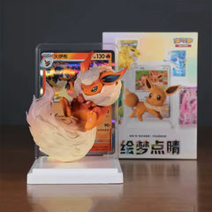 Pokémon Eeveelutions Blind Box [Live] featuring a beautifully sculpted figure of Flareon with collectible cards.