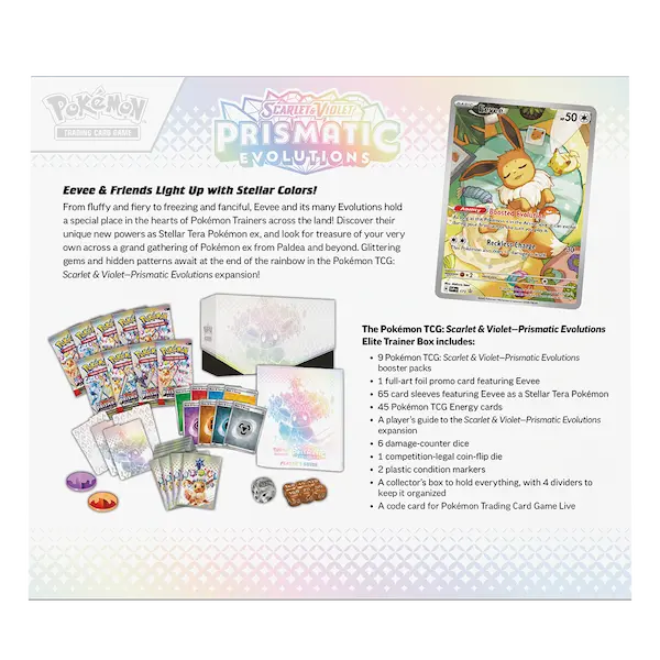 alt
Rückseite Informationen der Pokémon Prismatic Evolutions Elite Trainer Box (ETB)