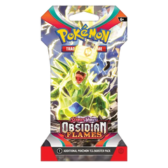 "Pokémon TCG Obsidian Flames booster pack met levendige artwork en Charizard Ex-krachten."