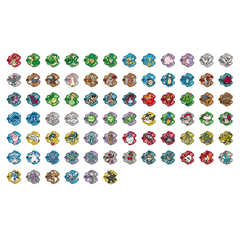 Collection of colorful character icons displayed in a grid format, featuring various animated styles and designs.
