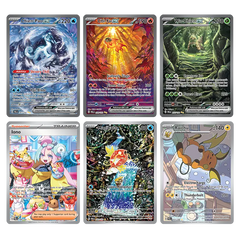 Cartes Pokémon TCG avec Chien-Pao ex, Chien-Tao ex, Wei-Chien ex, Iono et Raichu de l'ensemble Paldea Evolved.