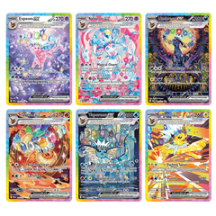 Prismatic Evolutions Binder Collection featuring Espeon, Sylveon, Umbreon, Flareon, Vaporeon, and Jolteon cards.