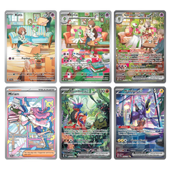 Collectible cards from Pokémon Scarlet & Violet SV01: Ralts, Kirlia, Gardevoir, Miriam Trainer, Koraidon EX, Miradon EX.