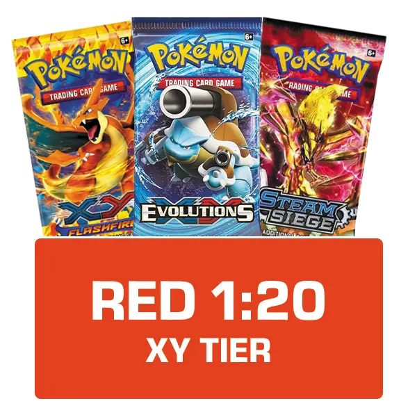 Three Pokémon trading card game booster packs from XY series, showcasing Charizard, Blastoise, and Mega Rayquaza.