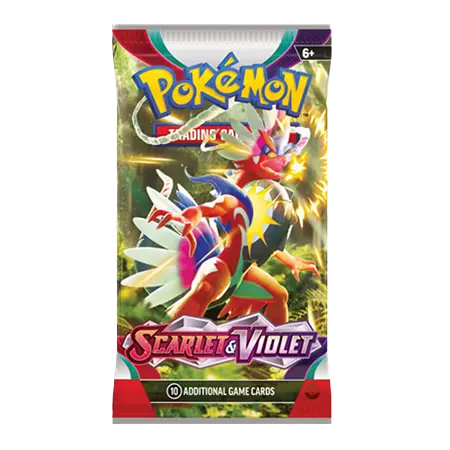 Pokémon Écarlate & Violet : Paquet de 10 cartes de jeu supplémentaires du set de base SV01, avec une illustration vibrante.
