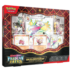 "Skeledirge EX Premium Collection met glimmende Pokémon en exclusieve kaarten van Pokémon TCG."
