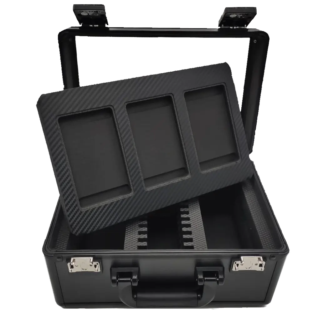 Universal Slab Case interior showing removable tray for displaying graded cards.