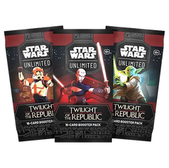 Star Wars Unlimited TCG Pack Étoiles de la République, comprenant trois boosters de cartes.