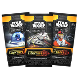 "Star Wars Unlimited TCG Jump to Light speed Booster Pack met 16 kaarten en iconische personages."