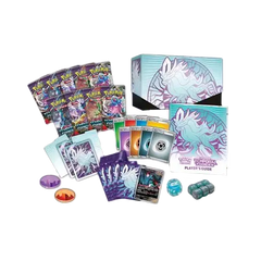 Pokémon SV05 Temporal Forces Elite Trainer Box with boosters, cards, dice, and player's guide.