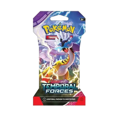 Pokémon SV05 Temporal Forces Sleeved Booster pack featuring Ancient and Future Pokémon with vibrant artwork.