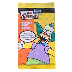 The Simpsons Booster Pack featuring Krusty the Clown from the Trading Card Game, containing 11 random game cards.