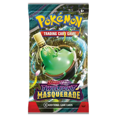 Pokémon SV06 Twilight Masquerade Booster Pack mit einer stilvollen Kartenpackung mit 10 zusätzlichen Spielkarten.
