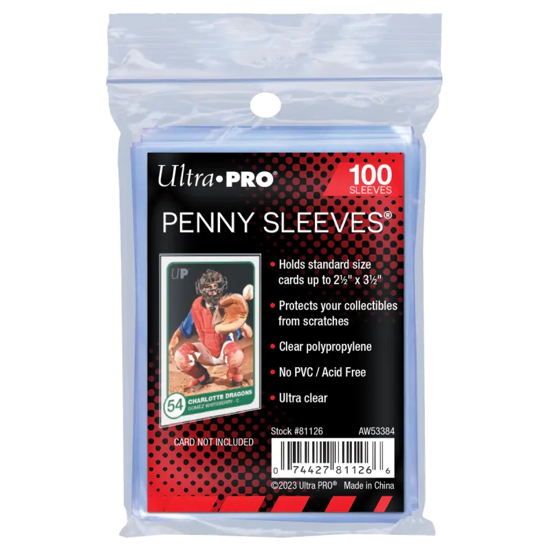 Penny Sleeves pack containing 100 sleeves for standard trading cards to protect from scratches.