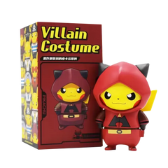 Team Magma Pikachu figure in villain costume box, showcasing Pikachu as a regional evil team character.