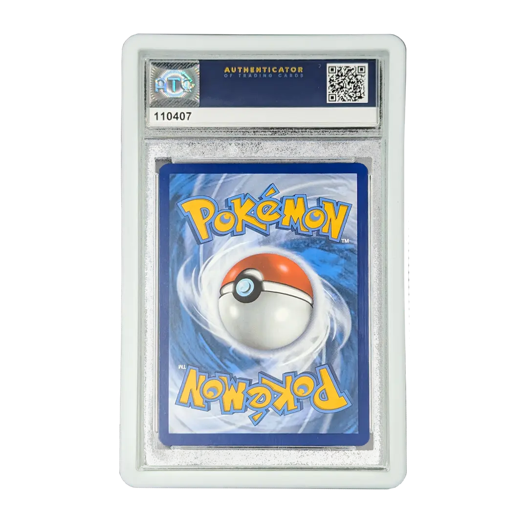 PSA Slab Bumper - White protecting a graded Pokémon card in a clear holder.