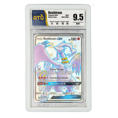 PSA Slab Bumper - White protecting a PSA graded Reshiram Pokémon card in a clear casing.
