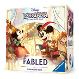 Disney Lorcana Fabled Illumineer's Trove Sammelkartenspiel-Box mit Mickey und Minnie.