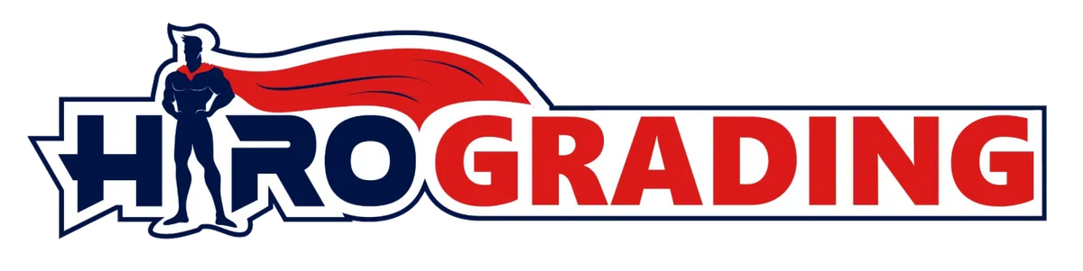 Hiro Grading logo featuring a superhero figure and bold text, representing quality grading services.