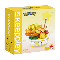 Keeppley Pokémon Bonsai 1.0 Kanto set featuring Pikachu and colorful building blocks.