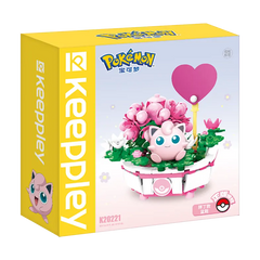 Keeppley Pokémon Bonsai 1.0 Kanto set featuring Jigglypuff and colorful bonsai flowers.
