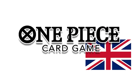One Piece Card Game logo with a British flag, representing the popular trading card game.